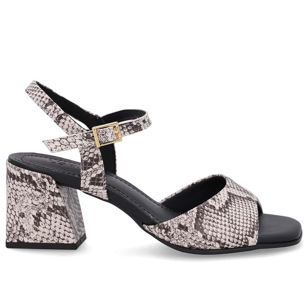 Sandália Salto Bloco Cobra Natural
