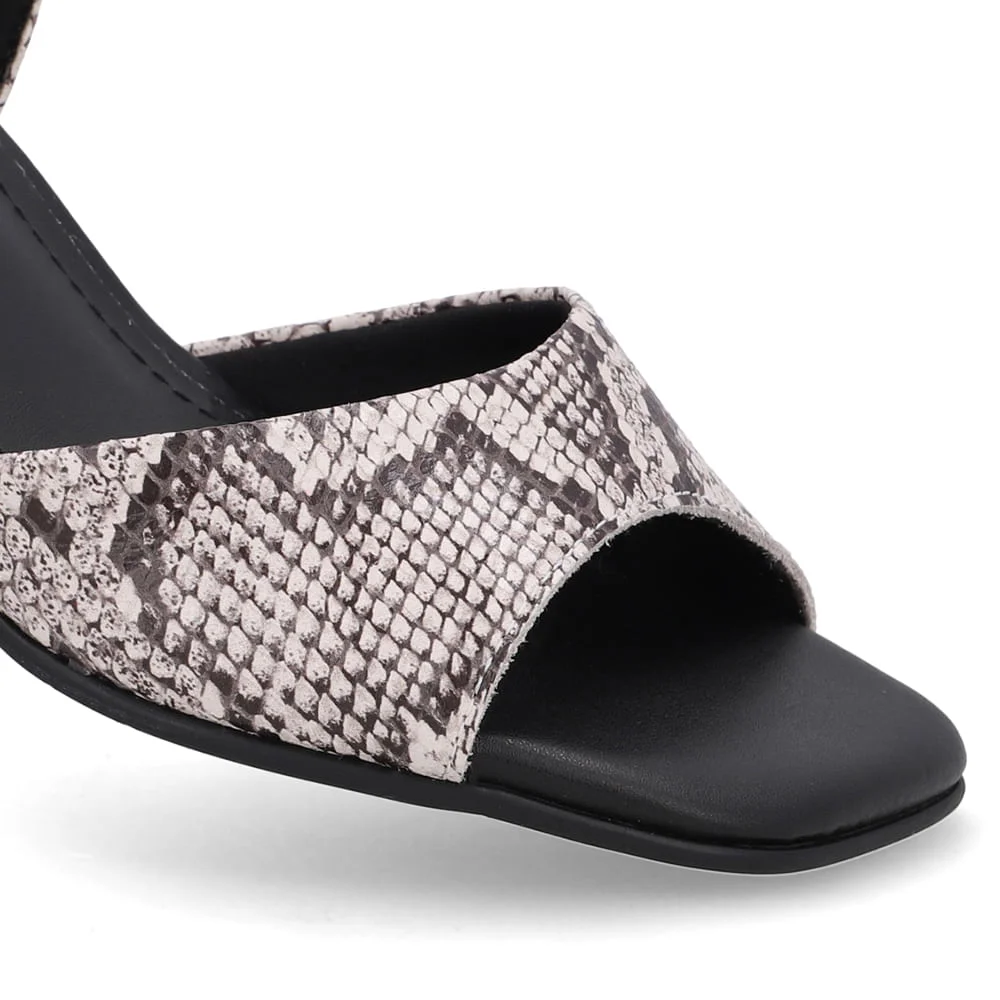 Sandália Salto Bloco Cobra Natural Animal Print 4