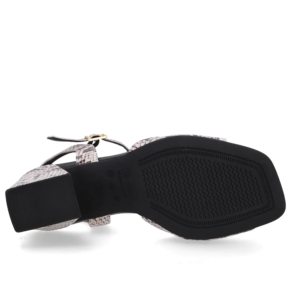 Sandália Salto Bloco Cobra Natural Animal Print 5