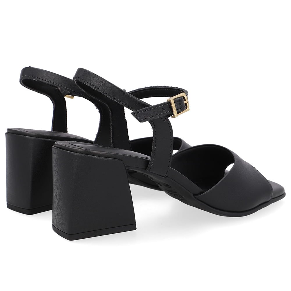 Sandália Salto Bloco Preta Preto 3