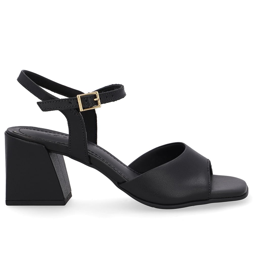 Sandália Salto Bloco Preta Preto 1