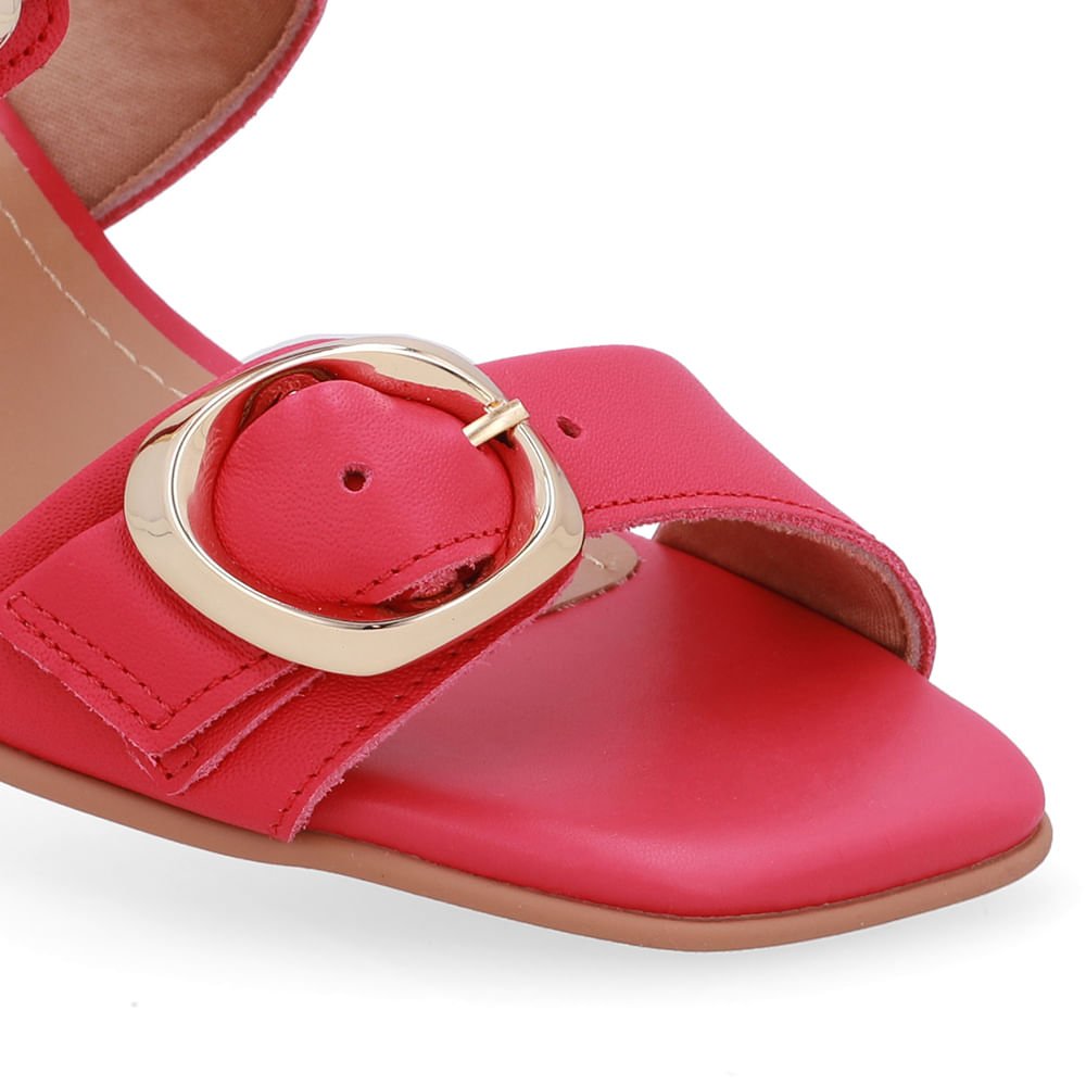 Tamanco Salto Bloco Couro Rosa Vermelho 4