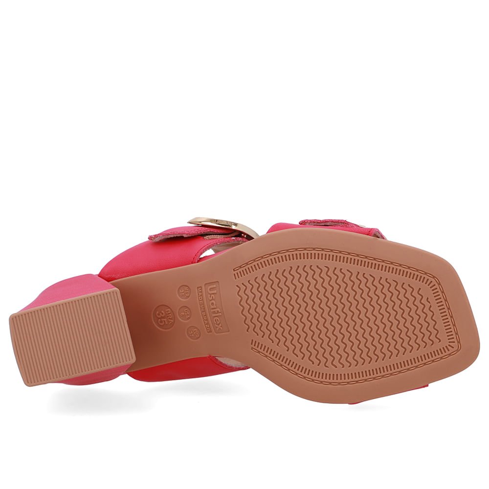 Tamanco Salto Bloco Couro Rosa Vermelho 5
