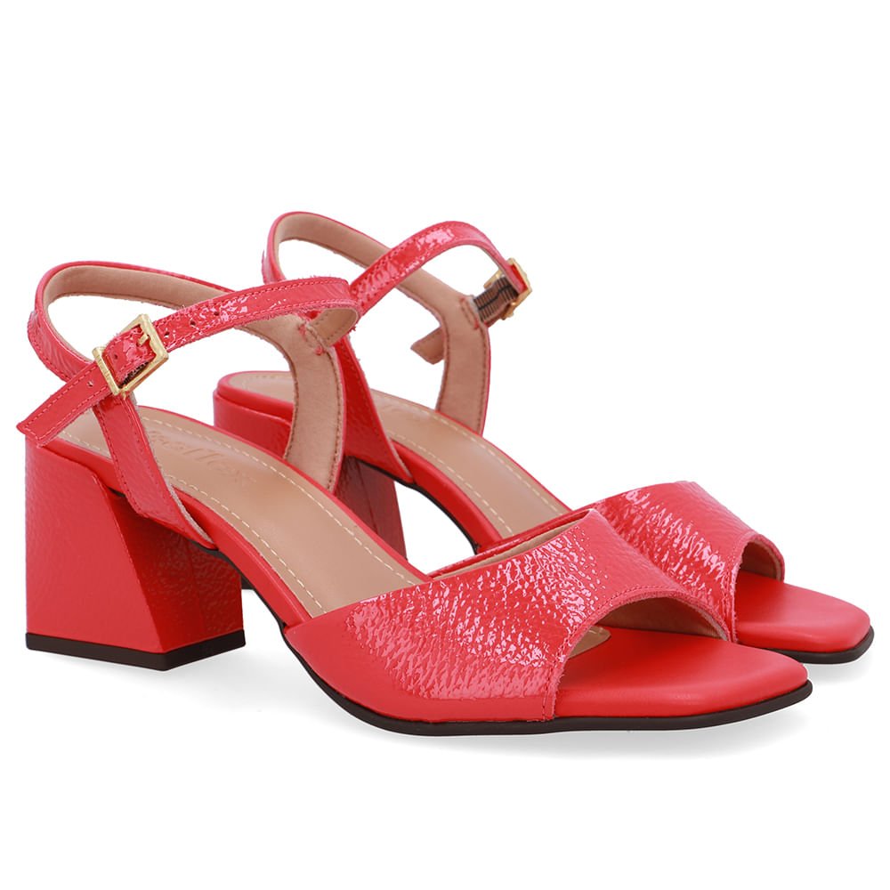 Sandália Salto Bloco Vermelha Vermelho 2