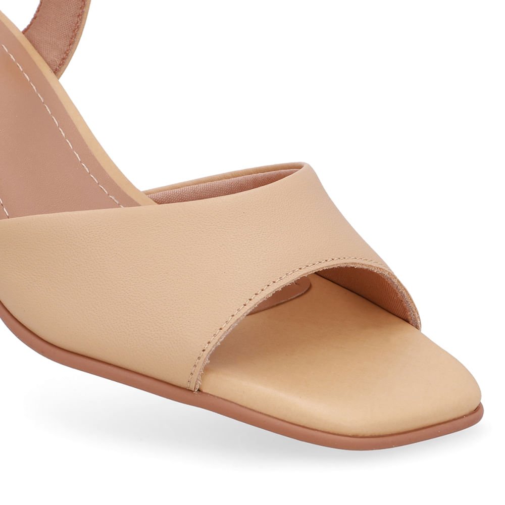 Sandália Salto Bloco Bege Creme Pinhão Creme 4