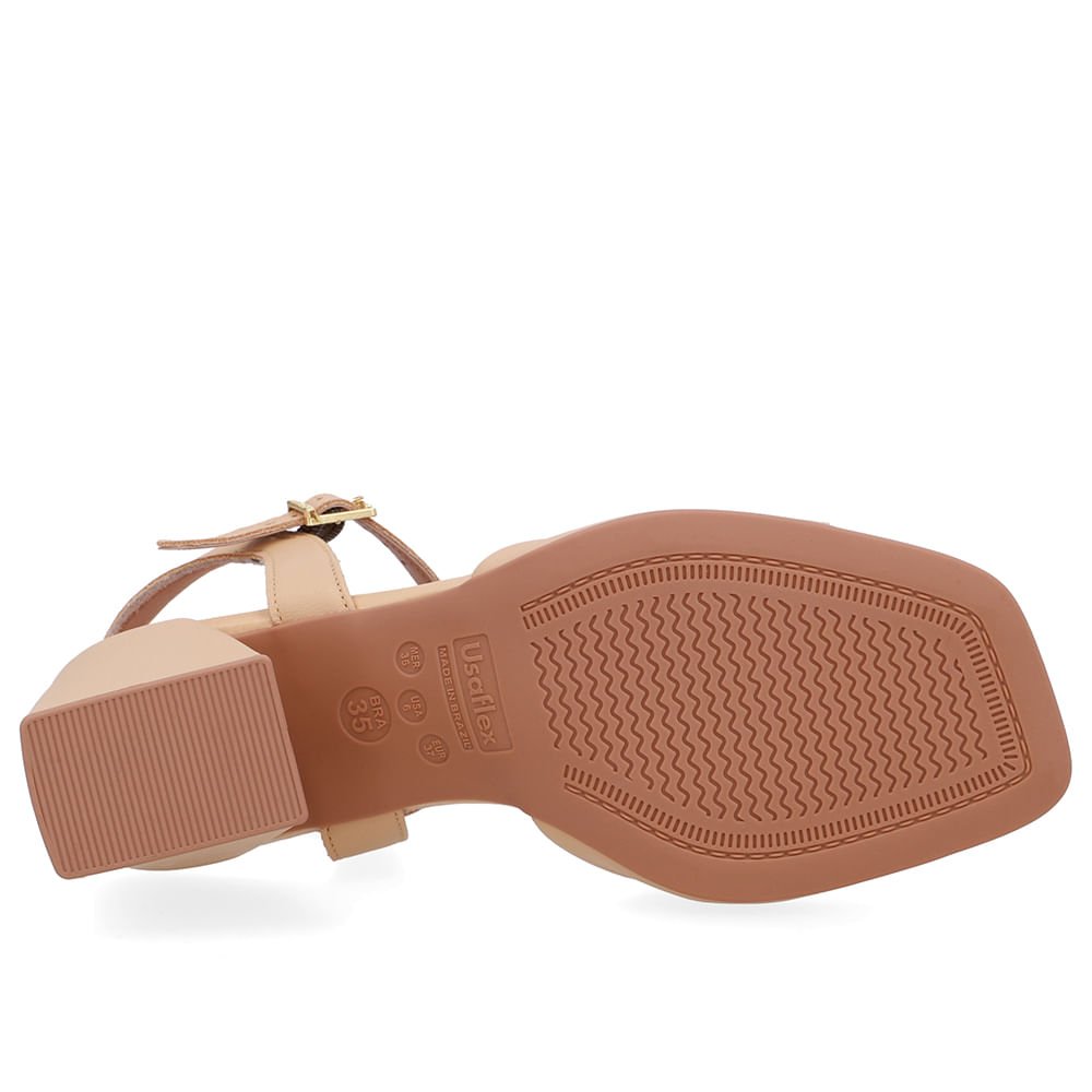 Sandália Salto Bloco Bege Creme Pinhão Creme 5