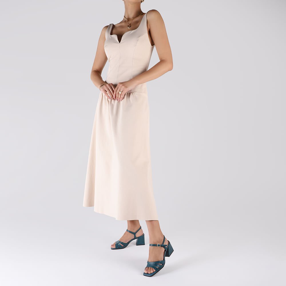 Sandália Salto Bloco Couro Croco Azul Azul 4