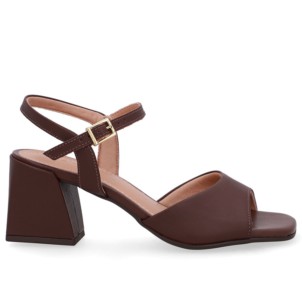 Sandália Salto Bloco Marrom Pinhão