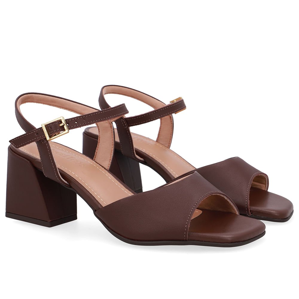 Sandália Salto Bloco Marrom Pinhão Pinhão 2