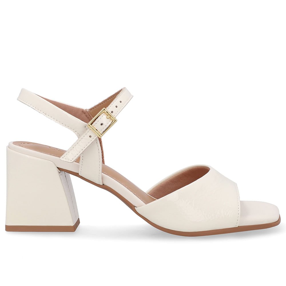 Sandália Salto Bloco Branca Marfim