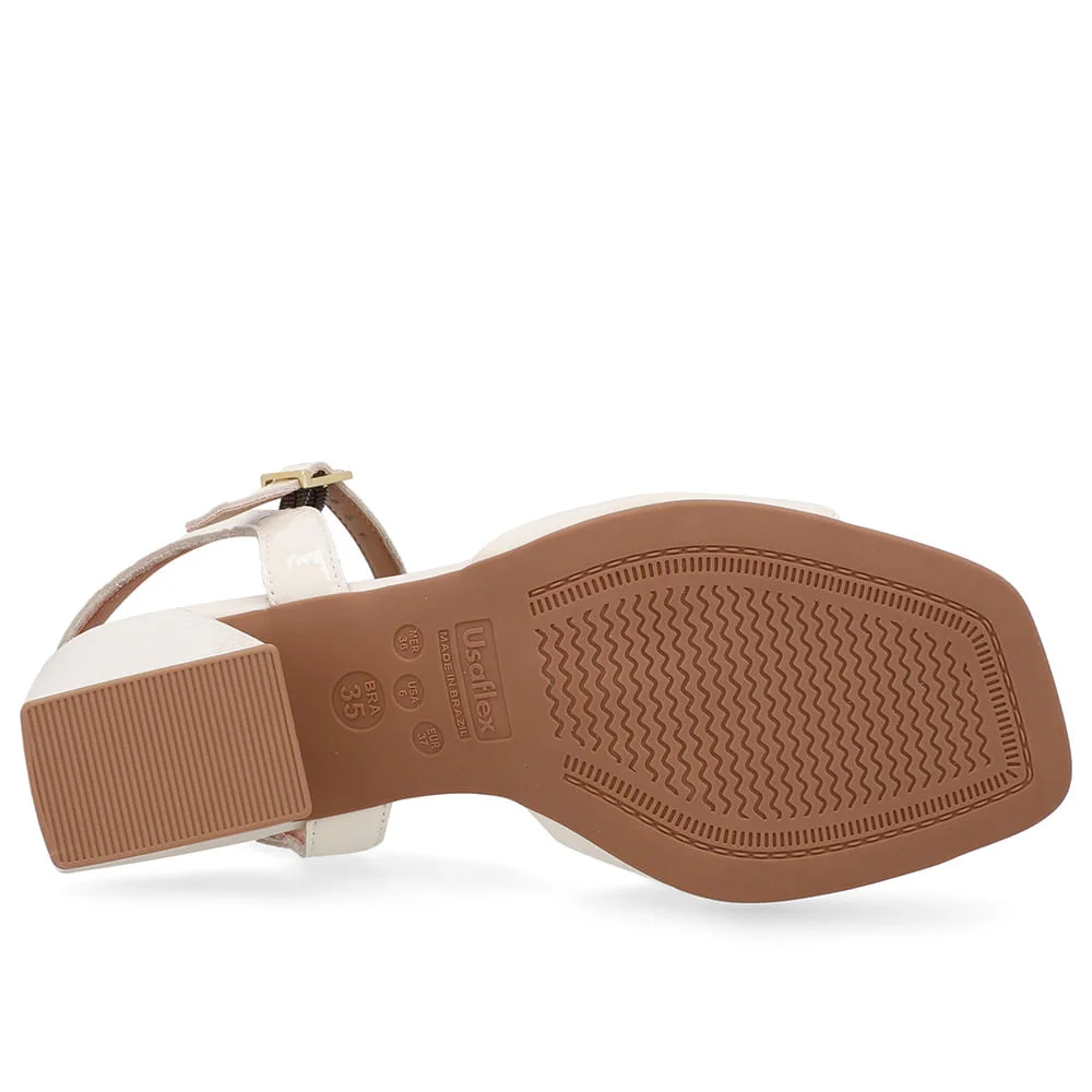 Sandália Salto Bloco Branca Marfim Marfim 5