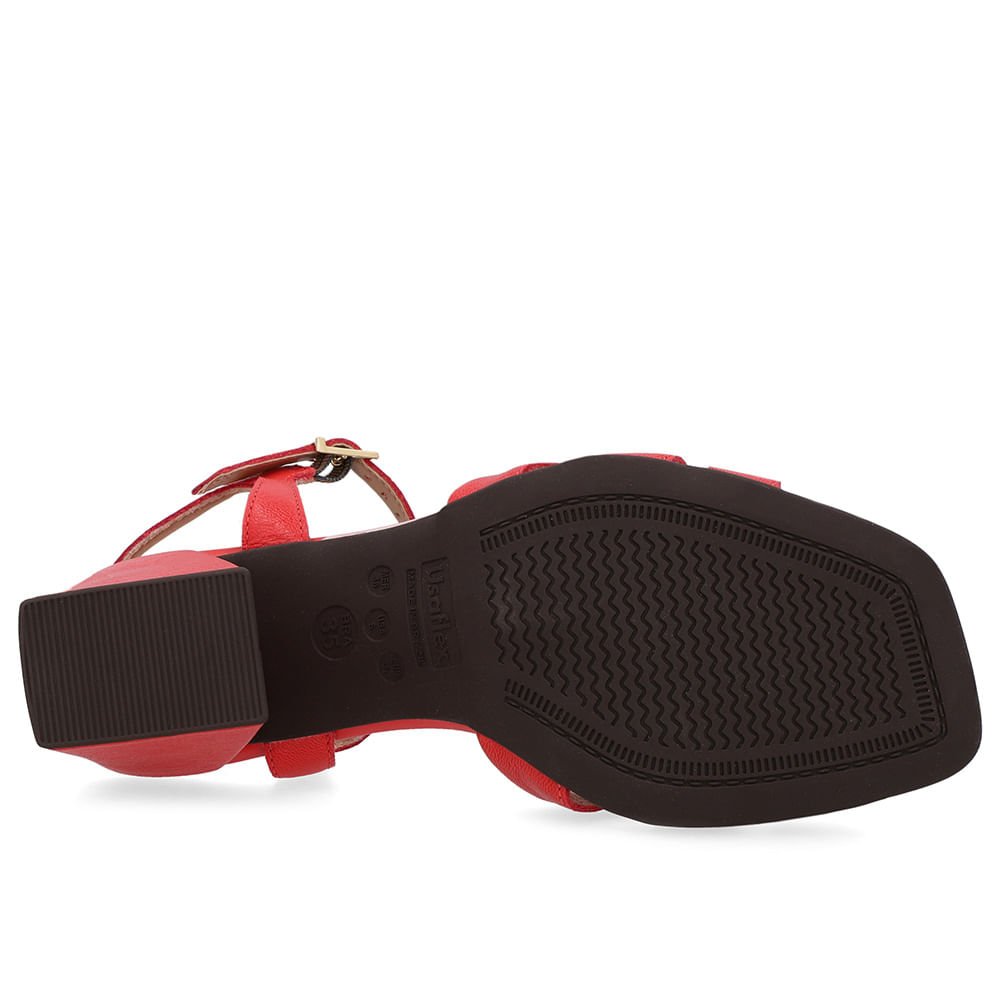 Sandália Salto Bloco Couro Vermelha Vermelho 5