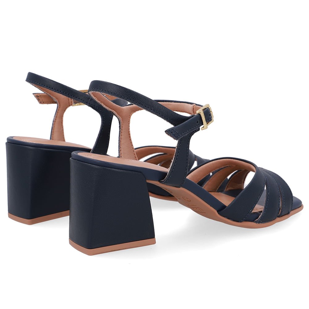 Sandália Salto Bloco Couro Azul Azul 3