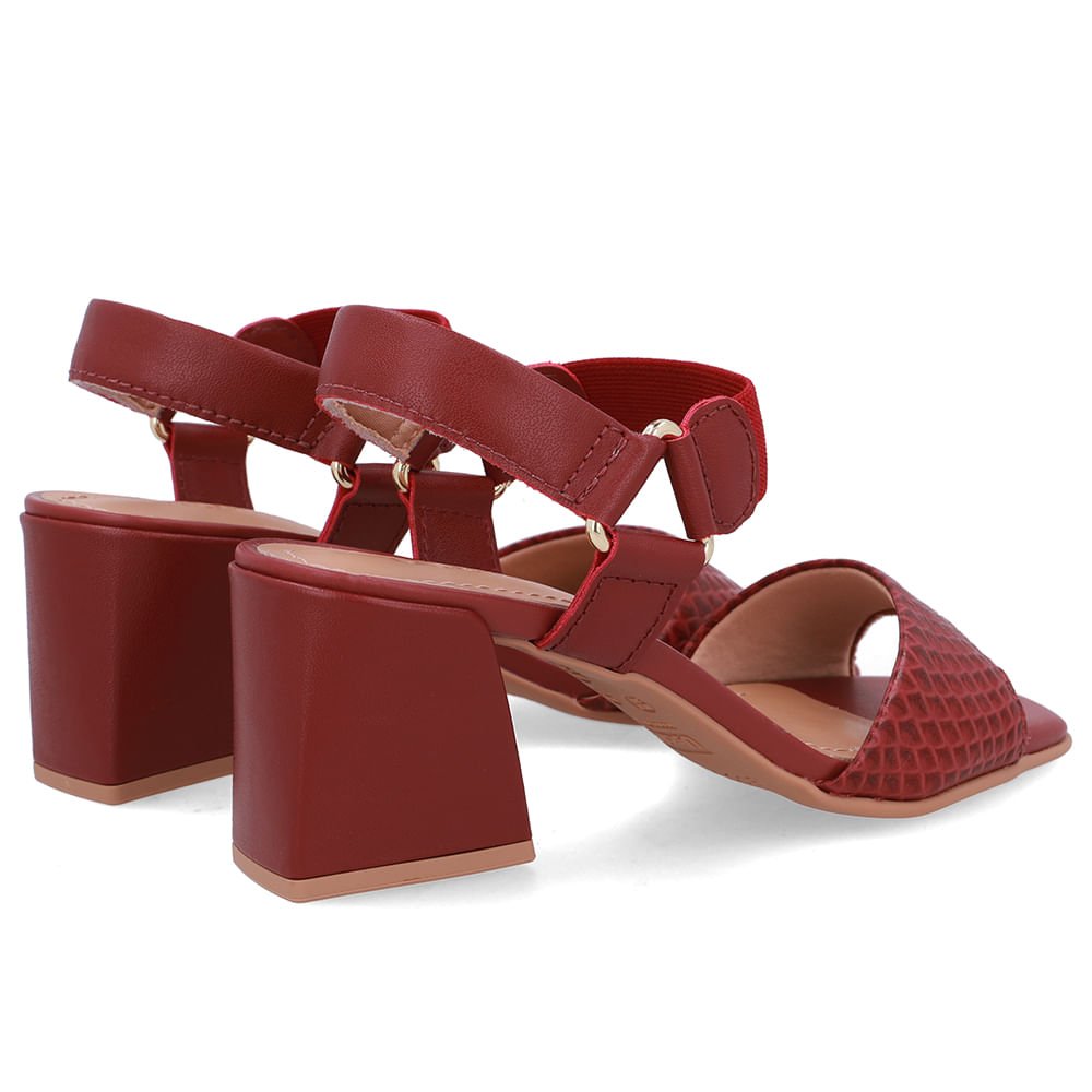 Sandália Couro Vermelha Tira Elástico Vermelho 3