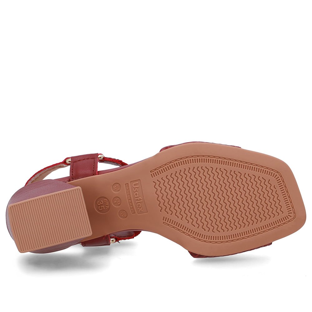 Sandália Couro Vermelha Tira Elástico Vermelho 5