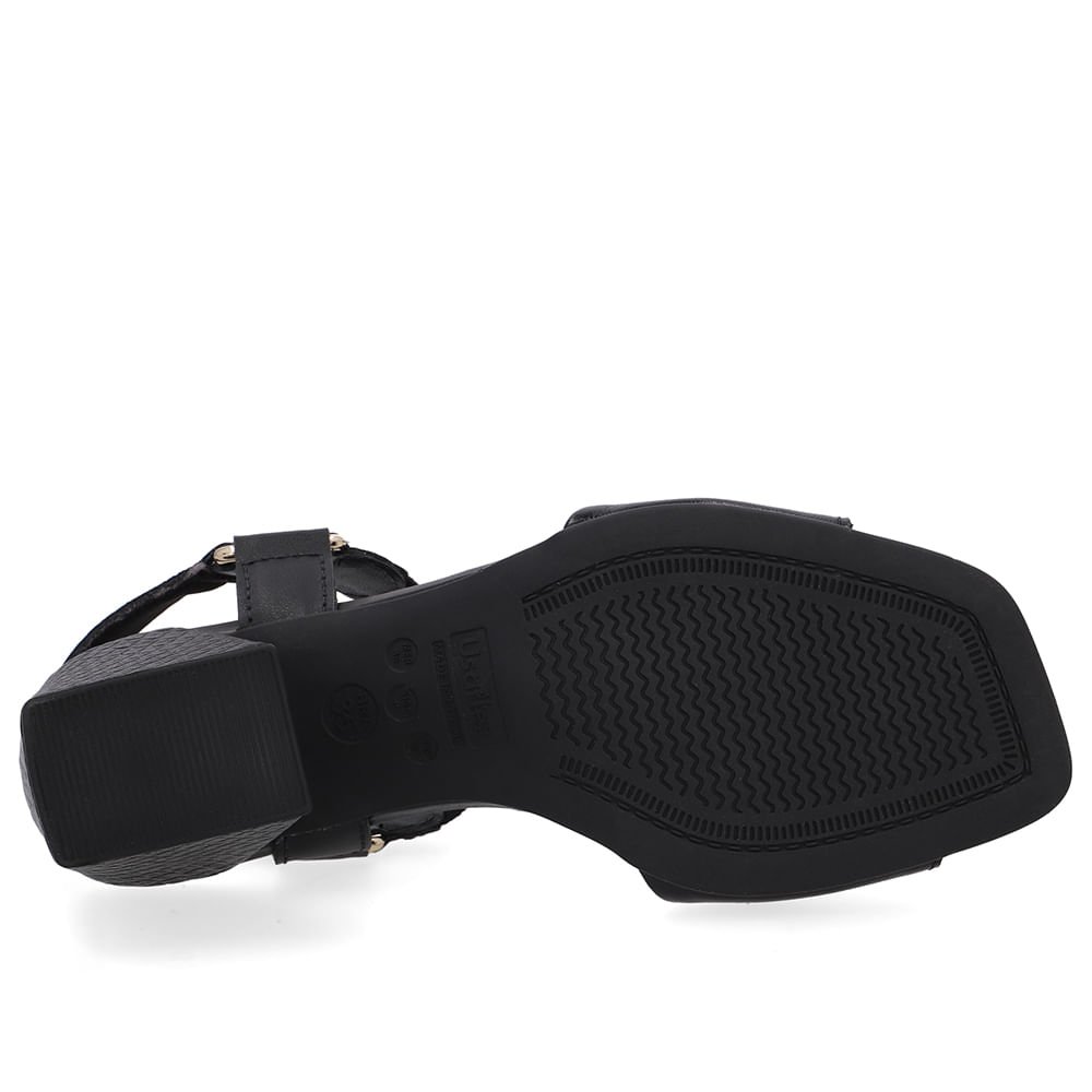 Sandália Couro Preta Tira Elástico Preto 5