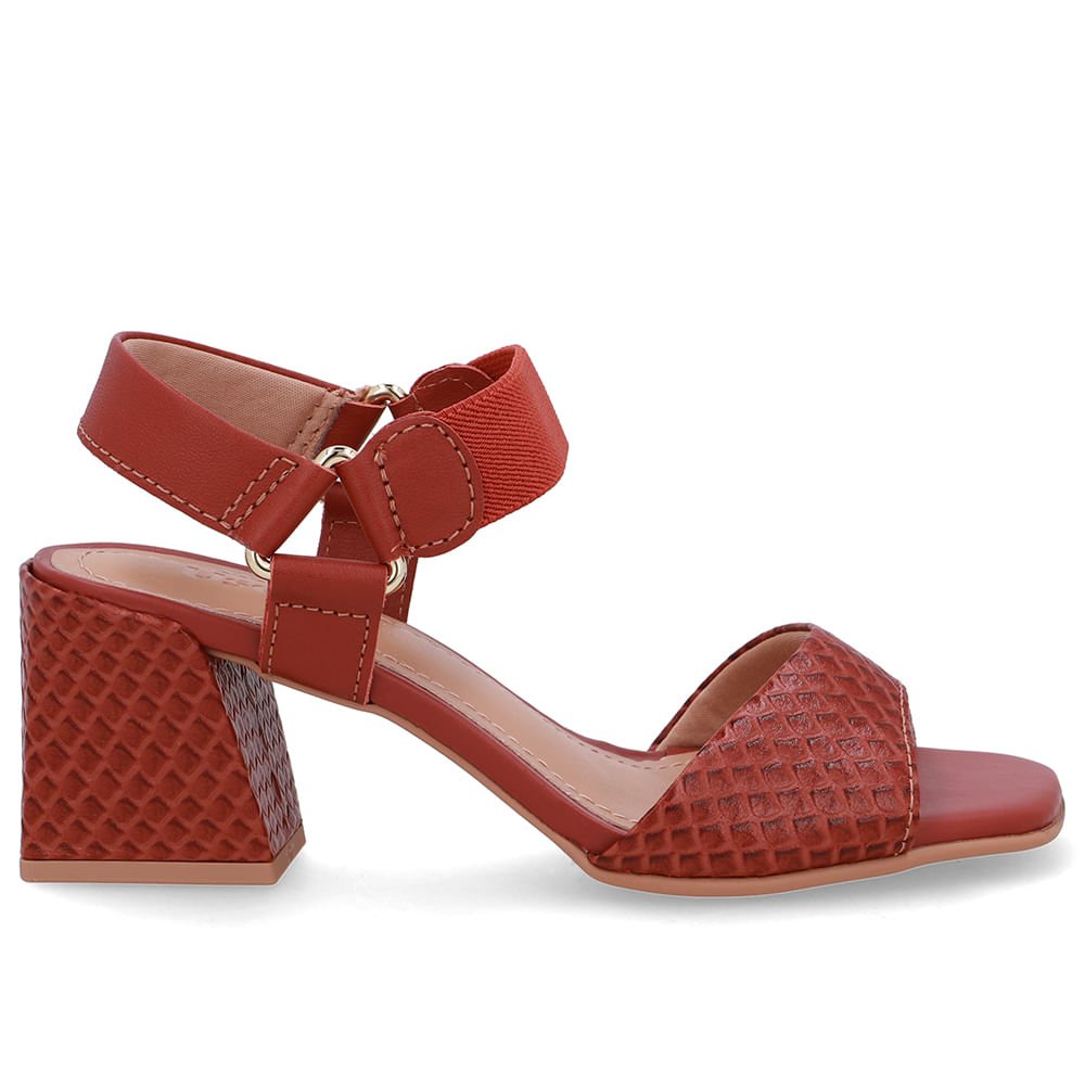 Sandália Couro Marrom Tira Elástico