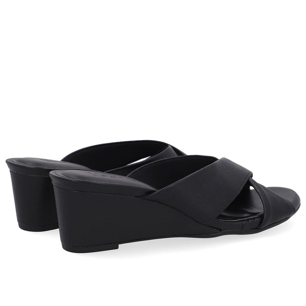 Tamanco Salto Anabela Couro Preto Preto 3