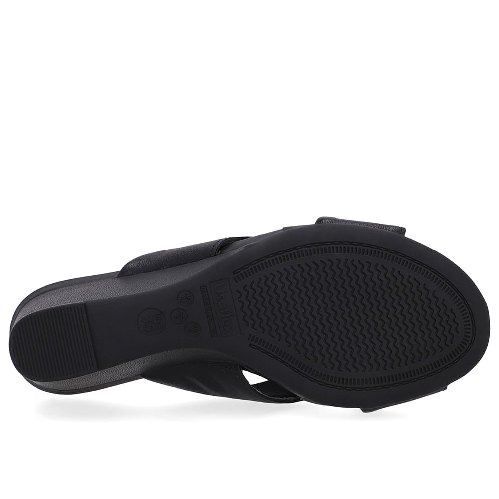 Tamanco Salto Anabela Couro Preto Preto 5