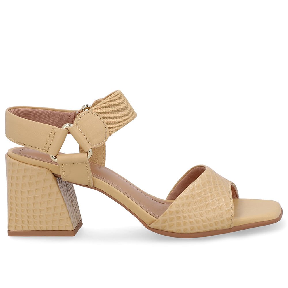 Sandália Couro Bege Creme Tira Elástico