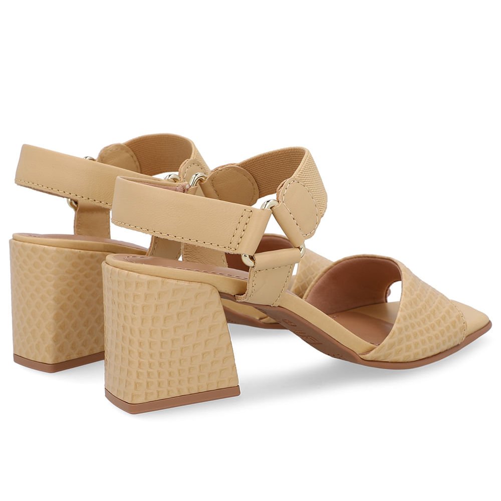 Sandália Couro Bege Creme Tira Elástico Creme 2