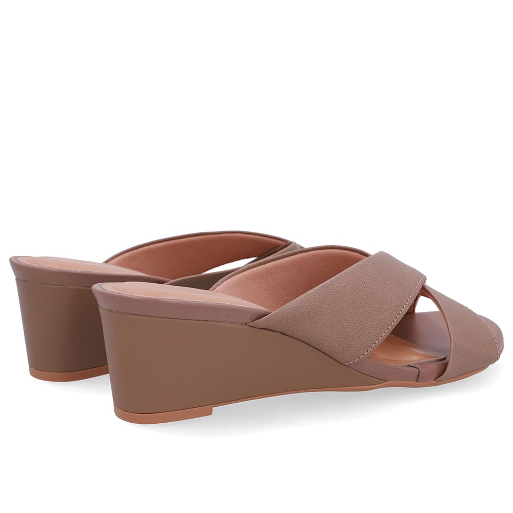 Tamanco Salto Anabela Couro Marrom Marrom 3