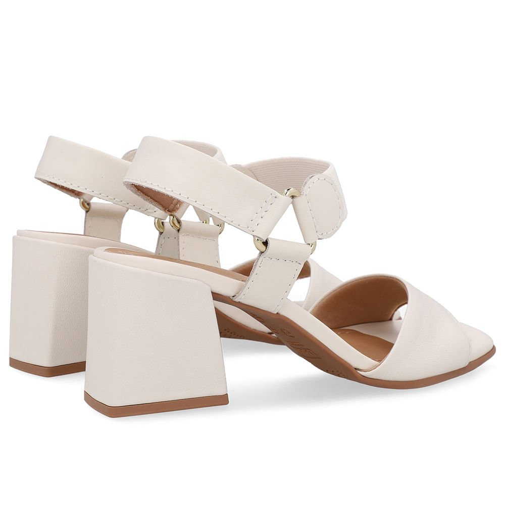 Sandália Couro Branca Marfim Tira Elástico Marfim 3