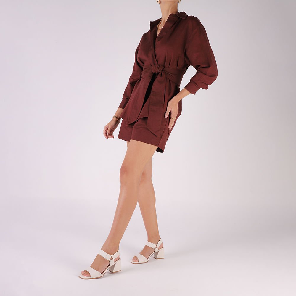 Sandália Couro Branca Marfim Tira Elástico Marfim 4