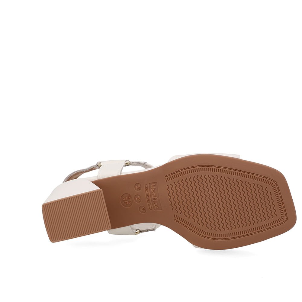 Sandália Couro Branca Marfim Tira Elástico Marfim 5