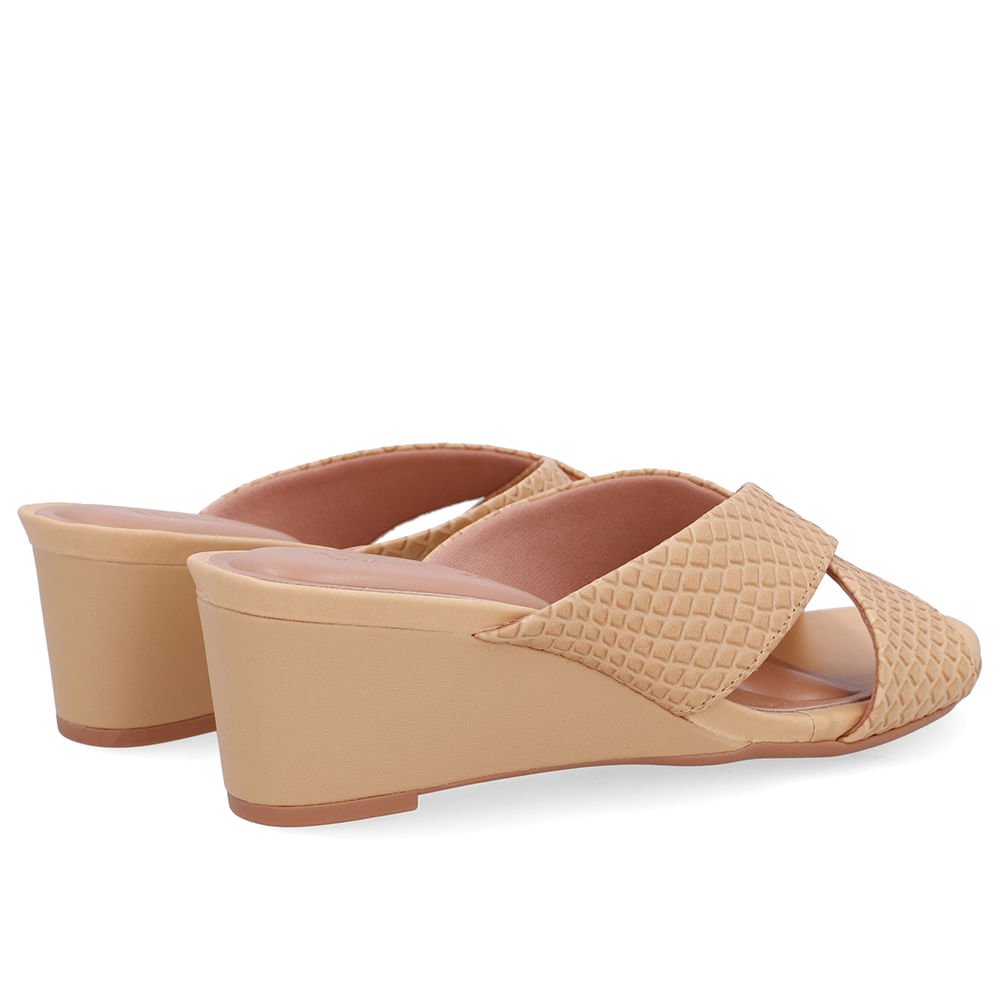 Tamanco Salto Anabela Couro Bege Creme Creme 3