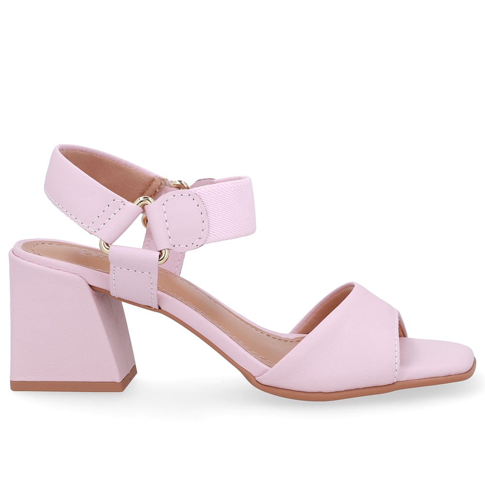 Sandália Couro Rosa Tira Elástico