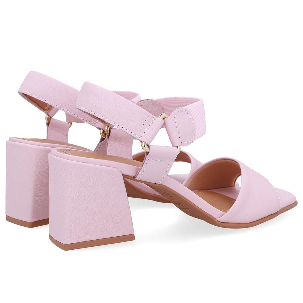 Sandália Couro Rosa Tira Elástico Rosa 3