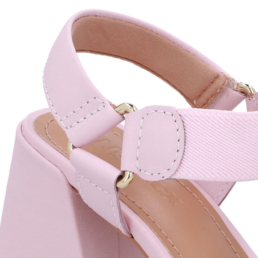 Sandália Couro Rosa Tira Elástico Rosa 4