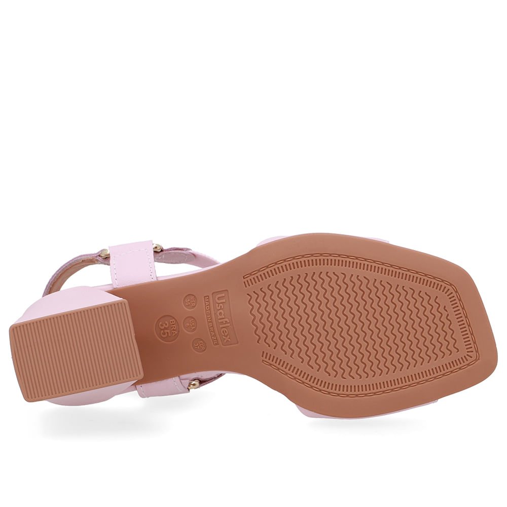 Sandália Couro Rosa Tira Elástico Rosa 5