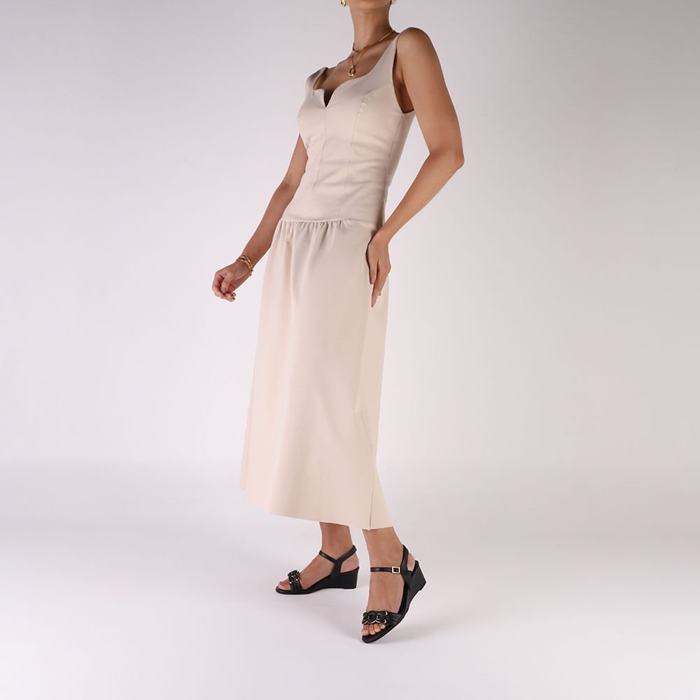 Sandália Salto Anabela Preta Enfeite Preto 4