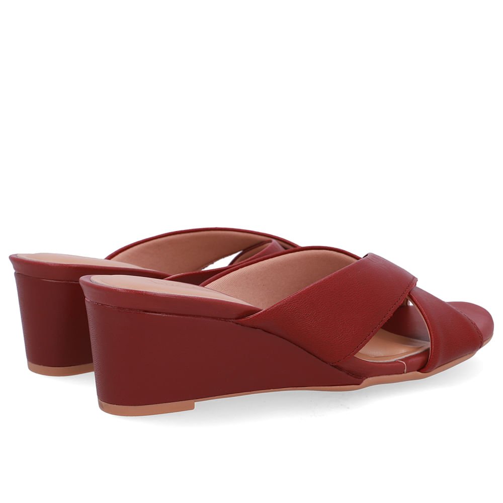 Tamanco Salto Anabela Couro Vermelho Vermelho 3