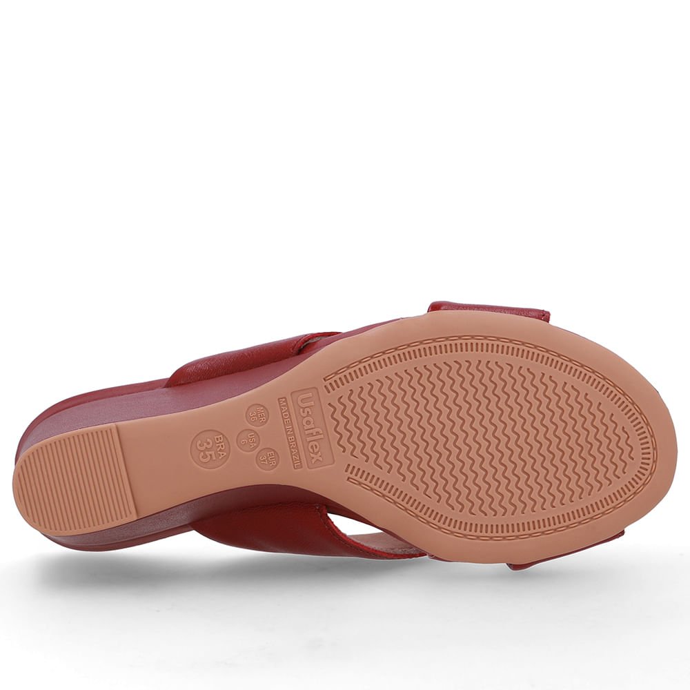 Tamanco Salto Anabela Couro Vermelho Vermelho 5