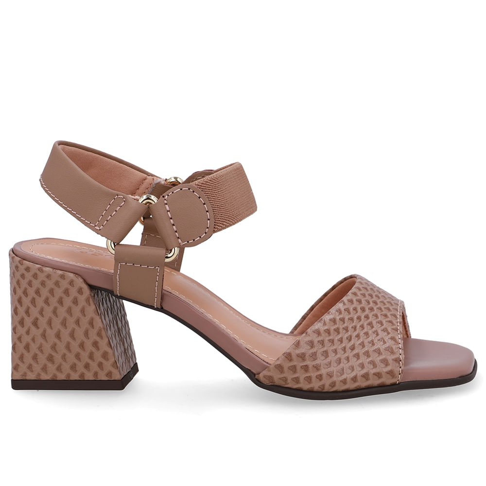 Sandália Couro Marrom Fendi Tira Elástico