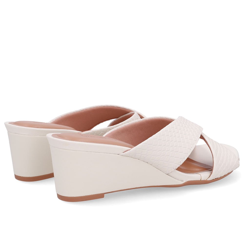 Tamanco Salto Anabela Couro Branco Marfim Marfim 3