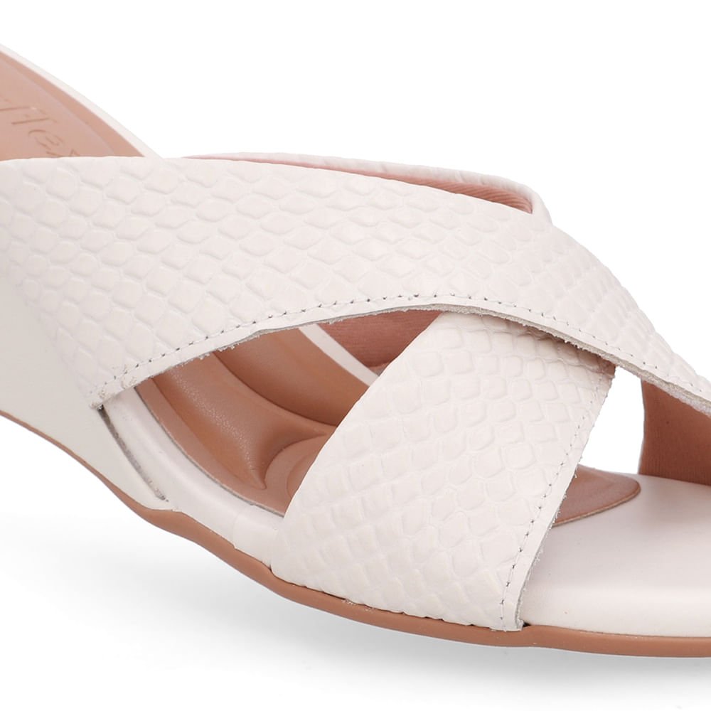 Tamanco Salto Anabela Couro Branco Marfim Marfim 4