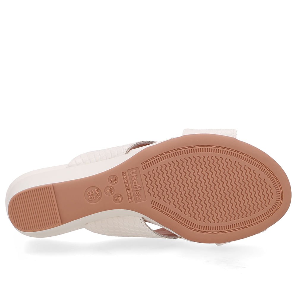 Tamanco Salto Anabela Couro Branco Marfim Marfim 5