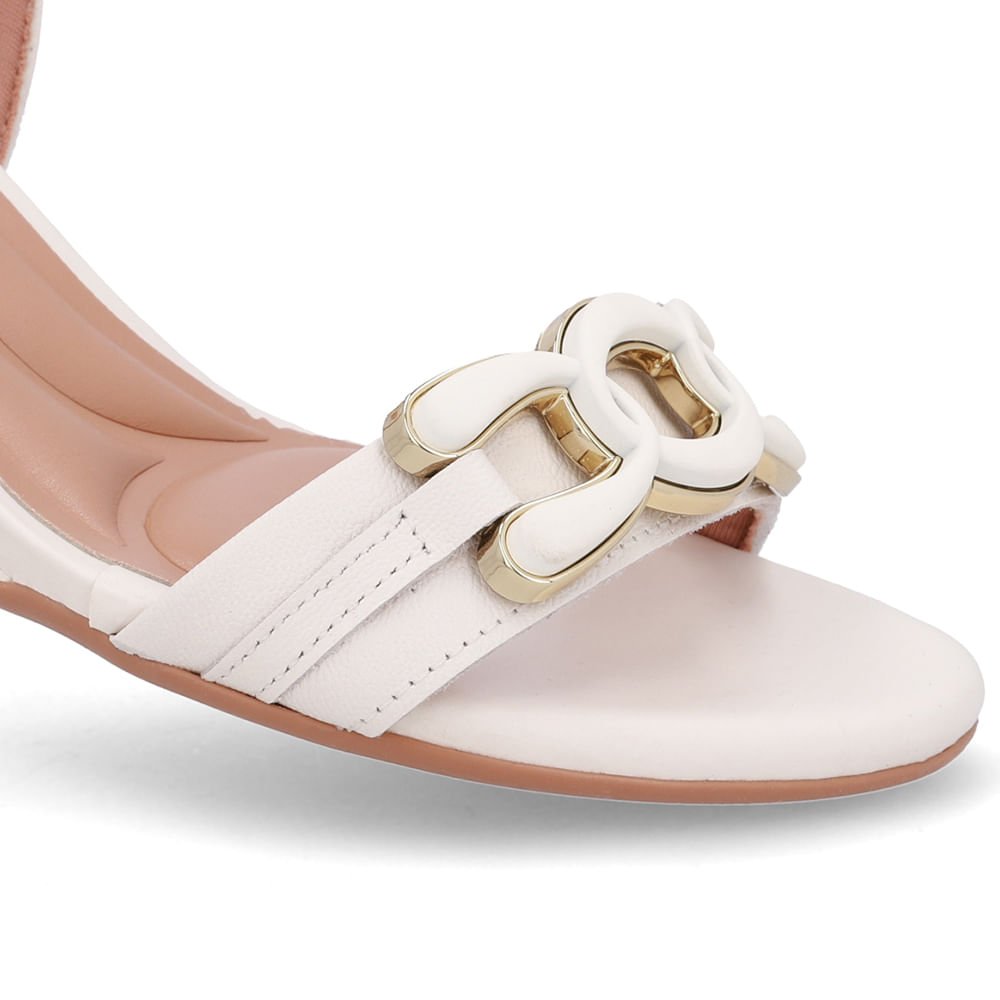 Sandália Salto Anabela Branca Marfim Enfeite Marfim 4