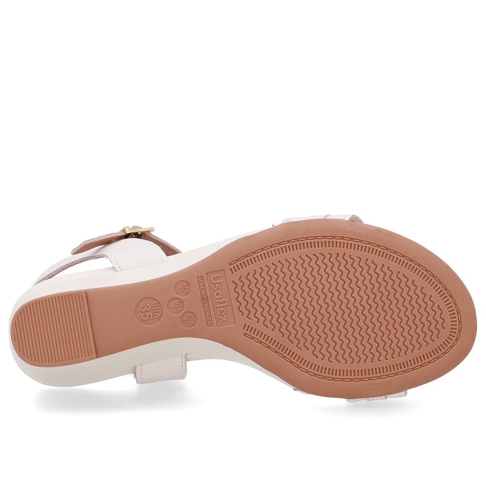 Sandália Salto Anabela Branca Marfim Enfeite Marfim 5