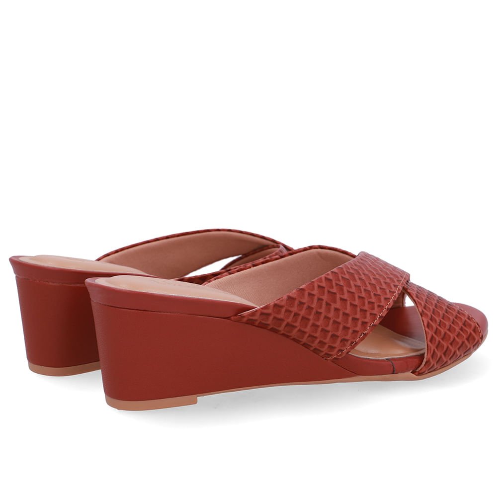 Tamanco Salto Anabela Couro Marrom Terracota Terracota 3