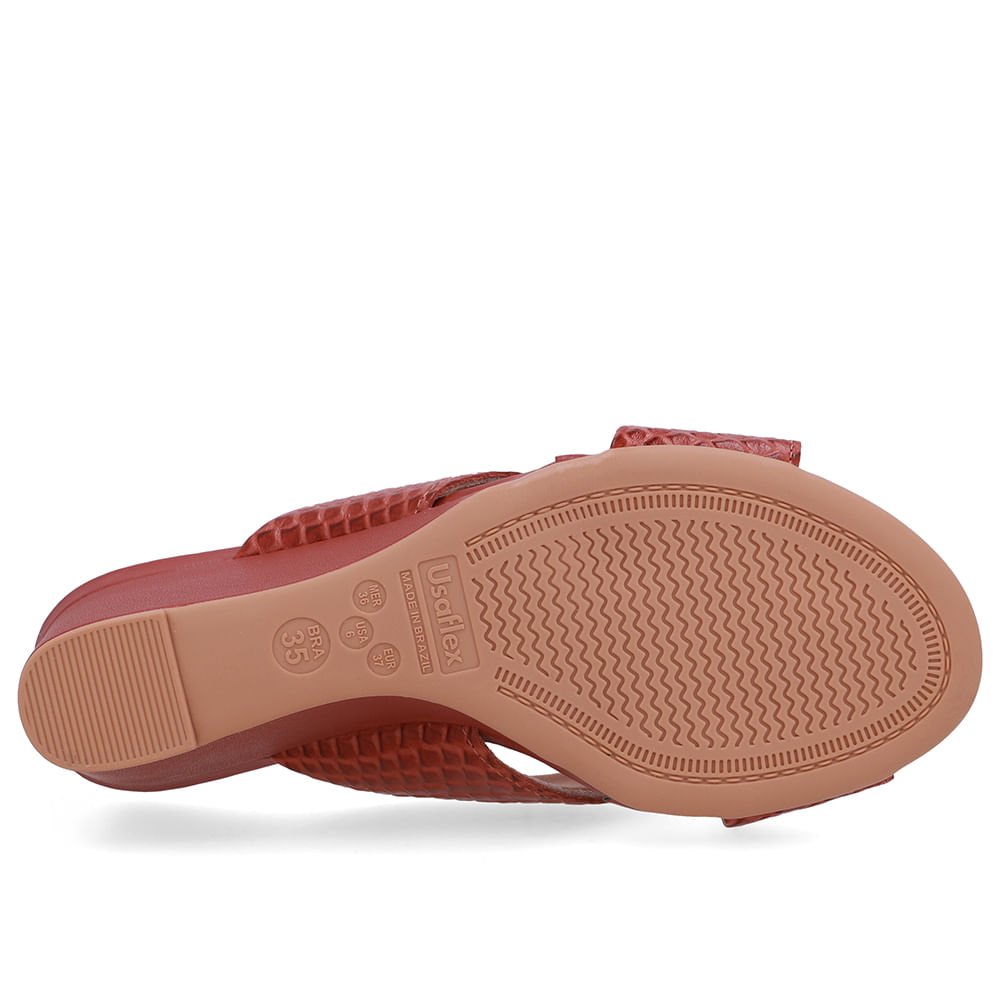 Tamanco Salto Anabela Couro Marrom Terracota Terracota 5