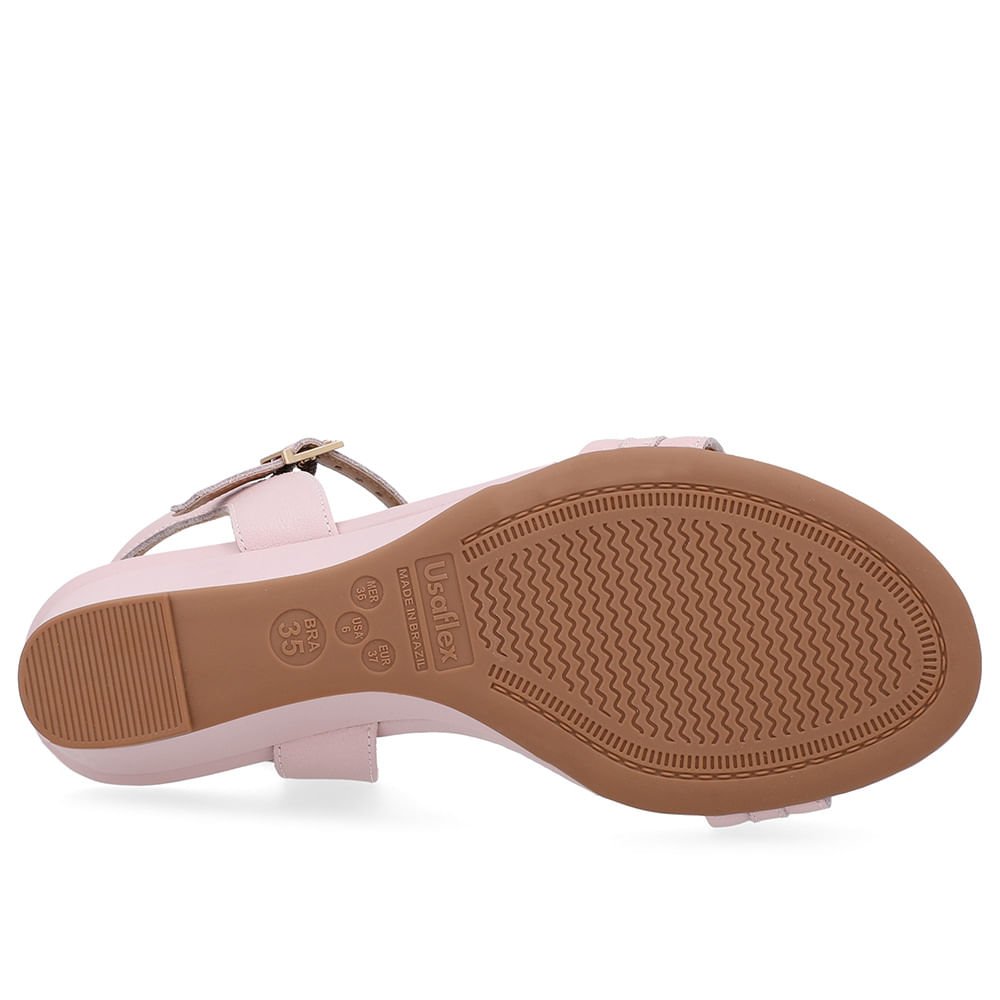 Sandália Salto Anabela Rosa Enfeite Rosa 5