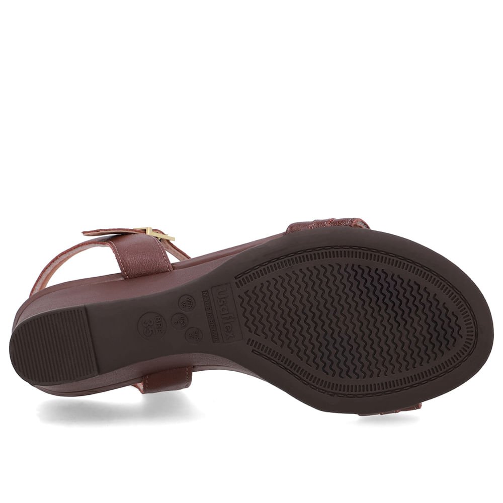 Sandália Salto Anabela Marrom Pinhão Enfeite Pinhão 5