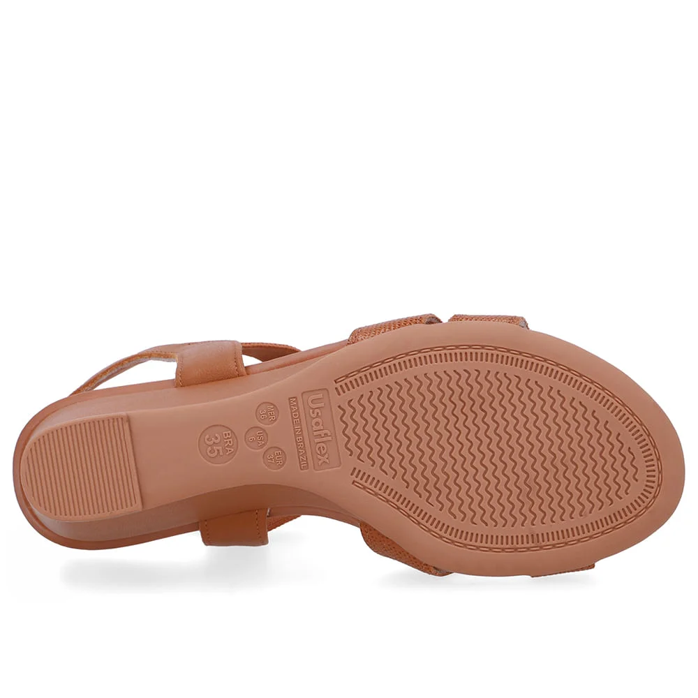 Sandália Salto Anabela Marrom Tira Elástico Marrom 5