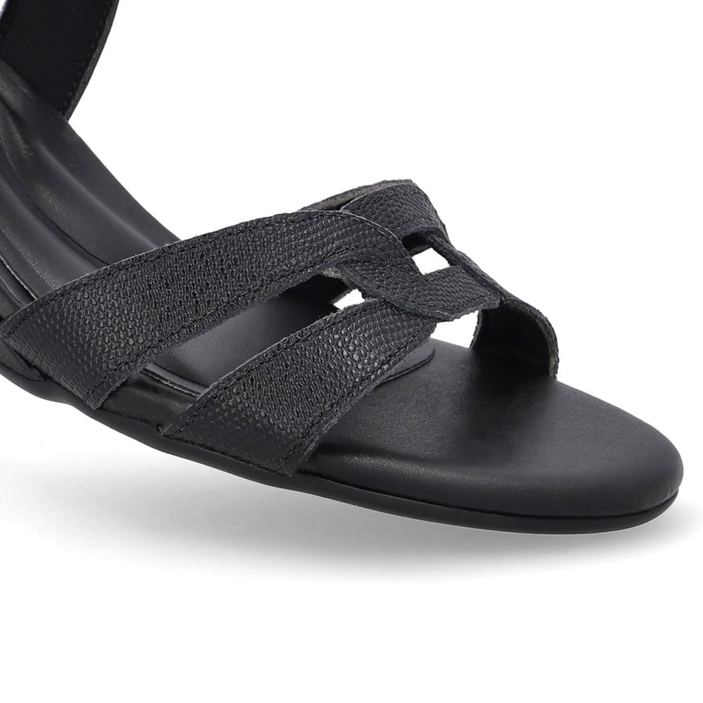 Sandália Salto Anabela Preta Tira Elástico Preto 4