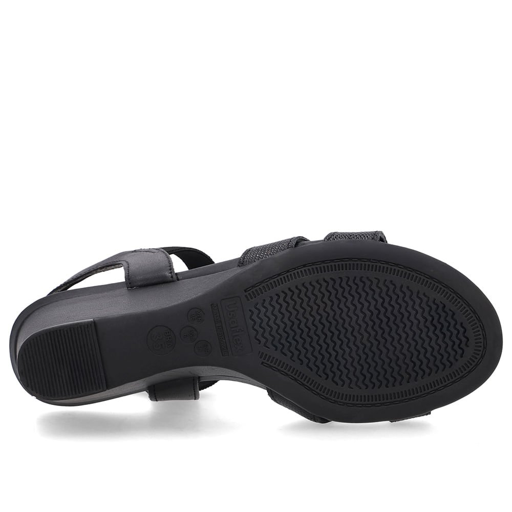 Sandália Salto Anabela Preta Tira Elástico Preto 5